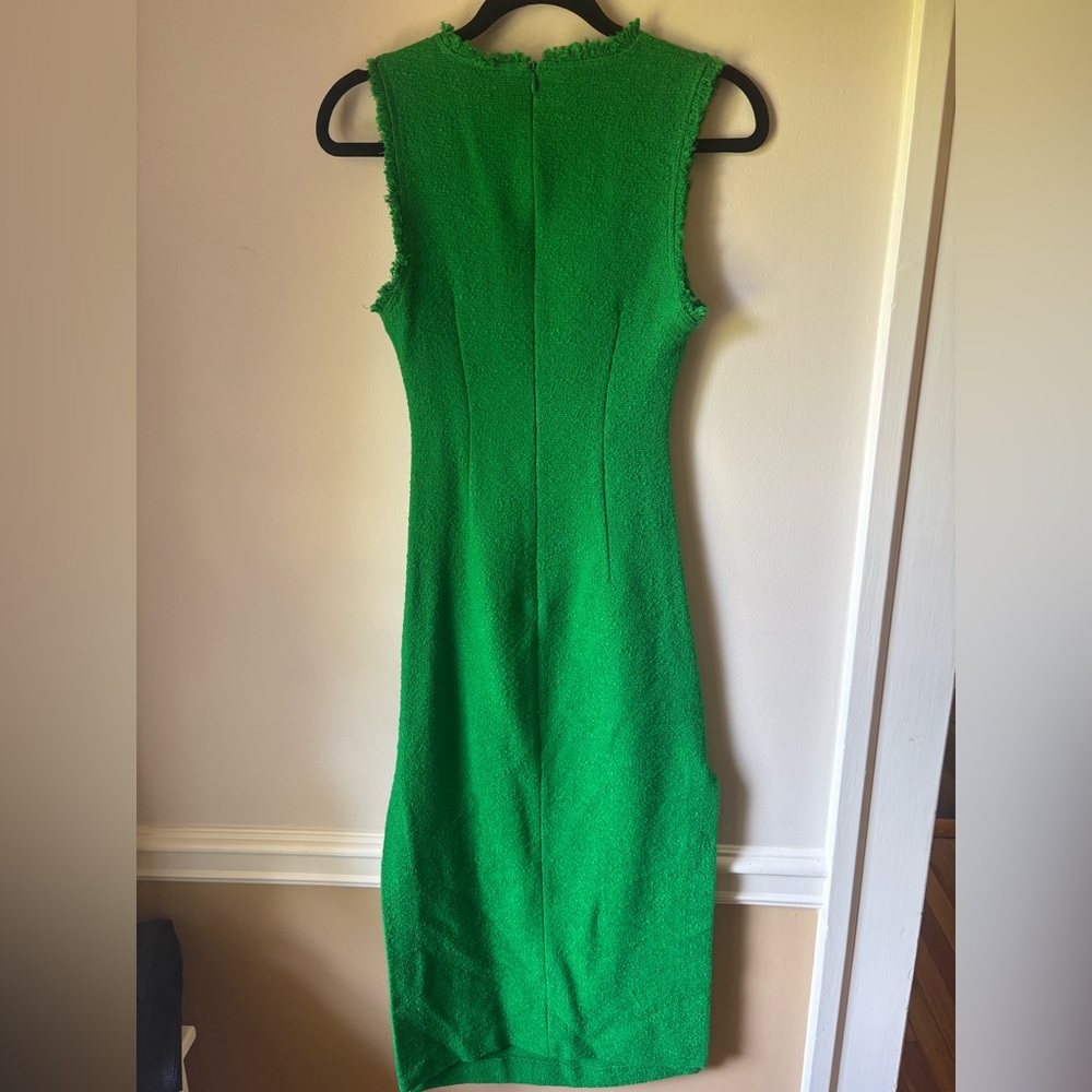 Zara Boucle Tweed Kelly Green Midi Dress XS - Picture 3 of 4